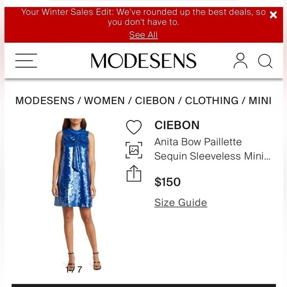 New! CIEBON Anita Bow Paillette Sequin Sleeveless Mini Shift Dress 💙 Small NWT! - Picture 14 of 15